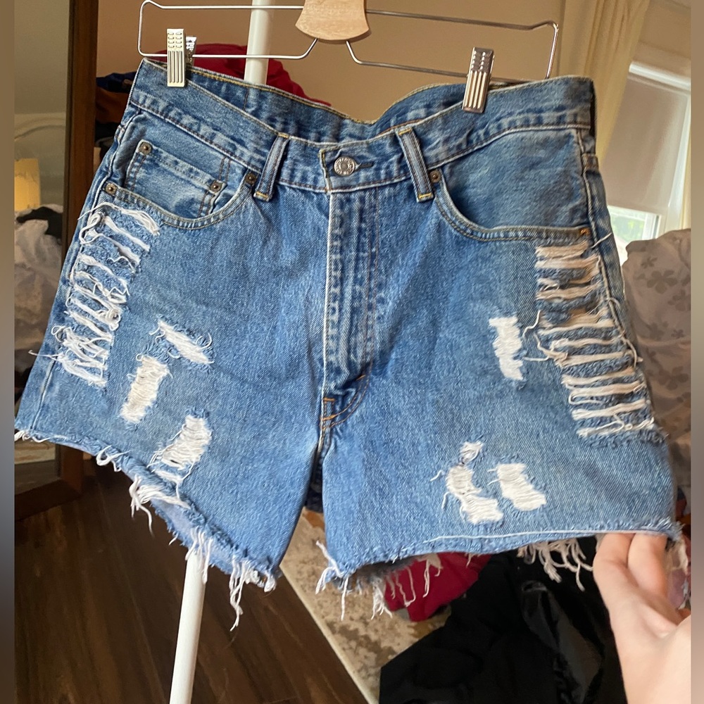 Levi's Blue Distressed Jean Shorts
